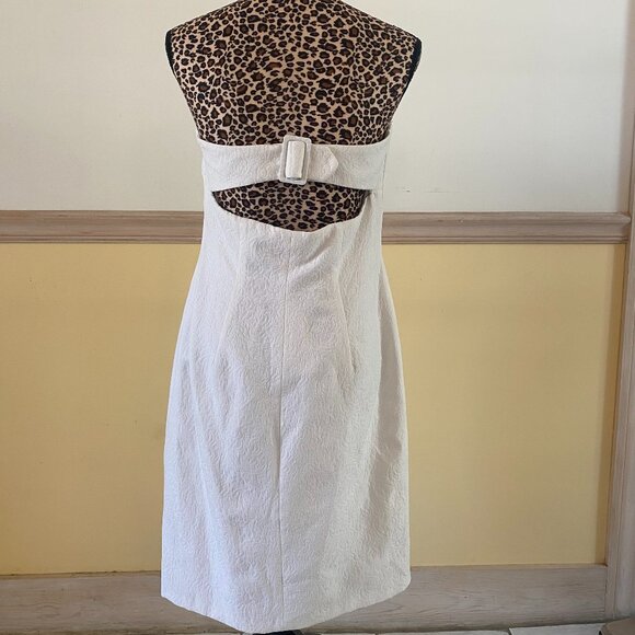 NWT WHBM Women's White Jacquard Sleeveless Cut Out Open Back Dress Size 12 K17 - Picture 2 of 5